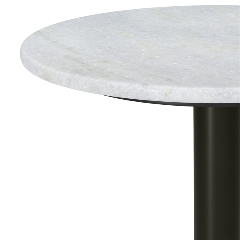 Pemberly Row Modern 16 inch Wide Metal Marble Side Table in White