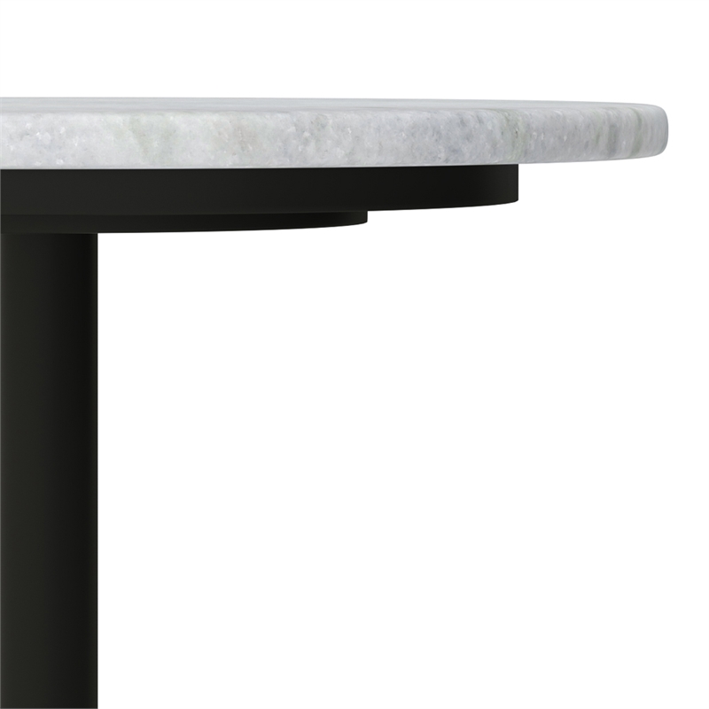Pemberly Row Modern 16 inch Wide Metal Marble Side Table in White