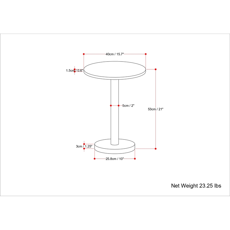 Pemberly Row Modern 16 inch Wide Metal Marble Side Table in White