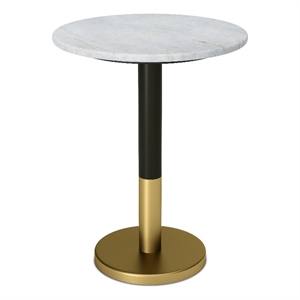 Pemberly Row Modern 16 inch Wide Metal Marble Side Table in White