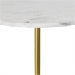Pemberly Row 18 inch Wide Metal Round Marble & Wood Side Table in White/Natural