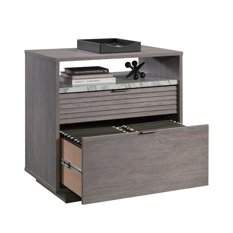 Pemberly Row Engineered Wood 2-Drawers Lateral File in Ashen Oak