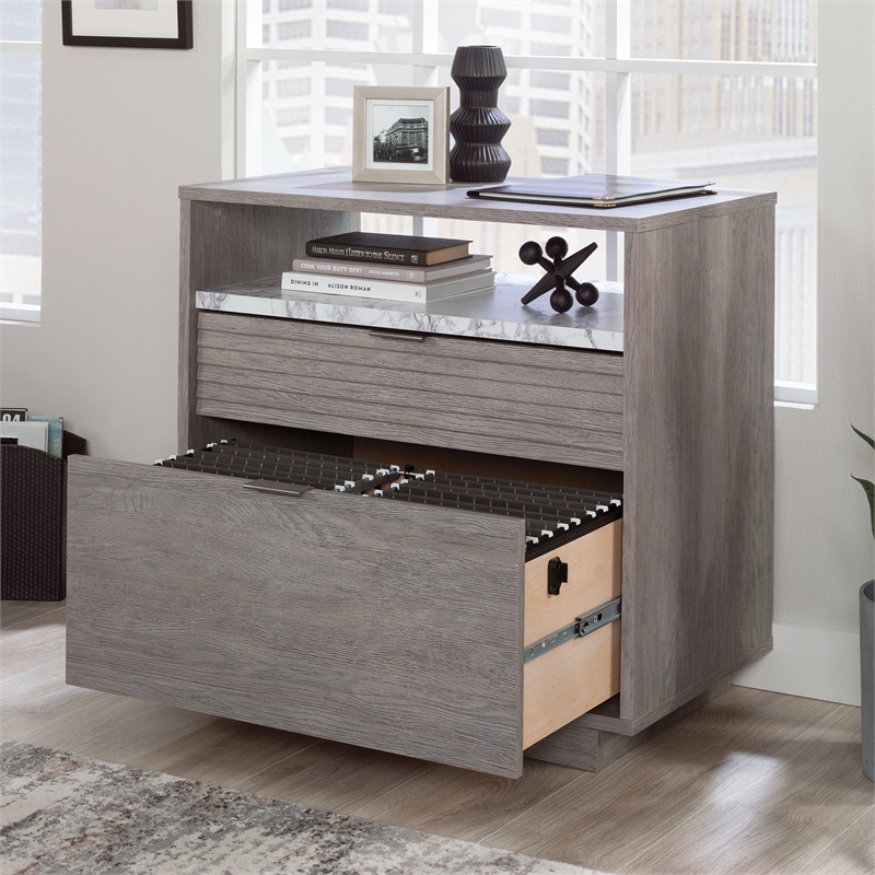 Pemberly Row Engineered Wood 2-Drawers Lateral File in Ashen Oak