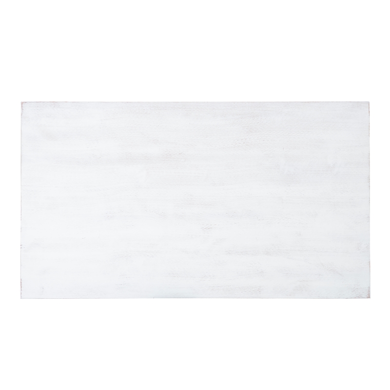 Pemberly Row Modern Pine Wood Dining Table in Distressed White
