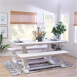 Pemberly Row Modern Pine Wood Dining Table in Distressed White