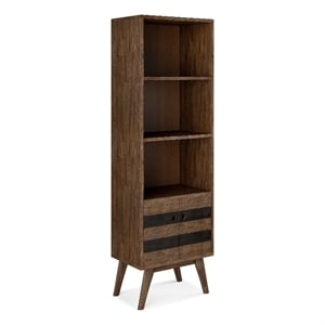 Pemberly Row ACACIA WOOD 70x22 &quot Bookcase w/ Storage - Rustic Natural Aged Brown