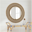 Pemberly Row Wicker/Rattan Engineered Wood Wall Mirror in Brown