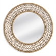 Pemberly Row Wicker/Rattan Engineered Wood Wall Mirror in Brown