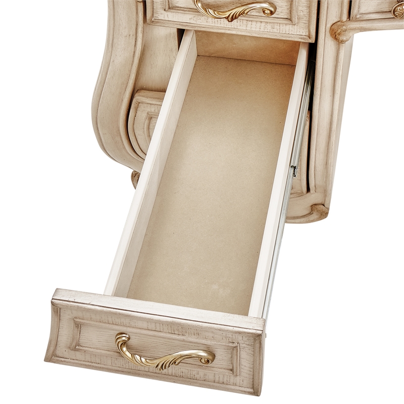 Pemberly Row Contemporary Transitional Wood Vanity Desk - Ivory