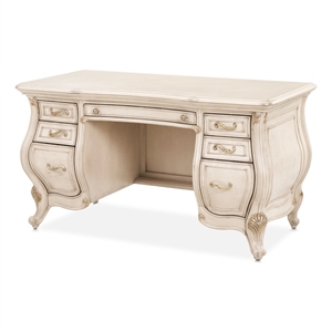 Pemberly Row Contemporary Transitional Wood Vanity Desk - Ivory