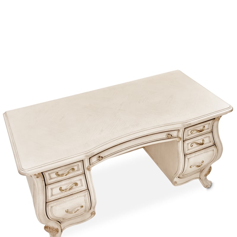 Pemberly Row Contemporary Transitional Wood Vanity Desk - Ivory