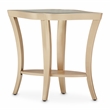 Pemberly Row Modern Wood End Table with Glass Top - Chardonnay