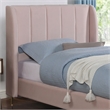 Pemberly Row Contemporary Fabric Wingback Twin Bed in Light Pink