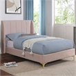 Pemberly Row Contemporary Fabric Wingback Twin Bed in Light Pink