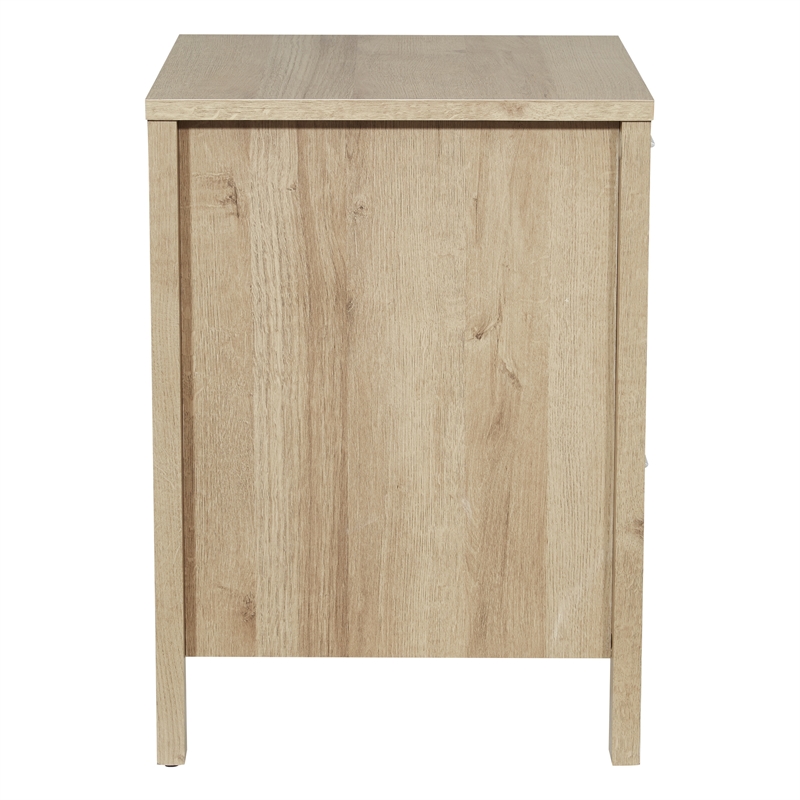 Pemberly Row Nightstand with 2 USB Ports in Wood Canyon Oak Finish