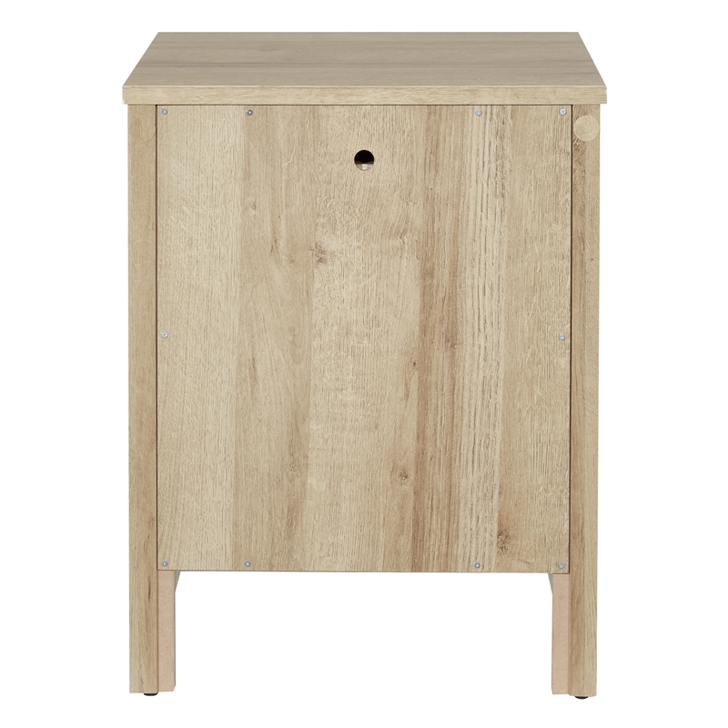 Pemberly Row Nightstand with 2 USB Ports in Wood Canyon Oak Finish