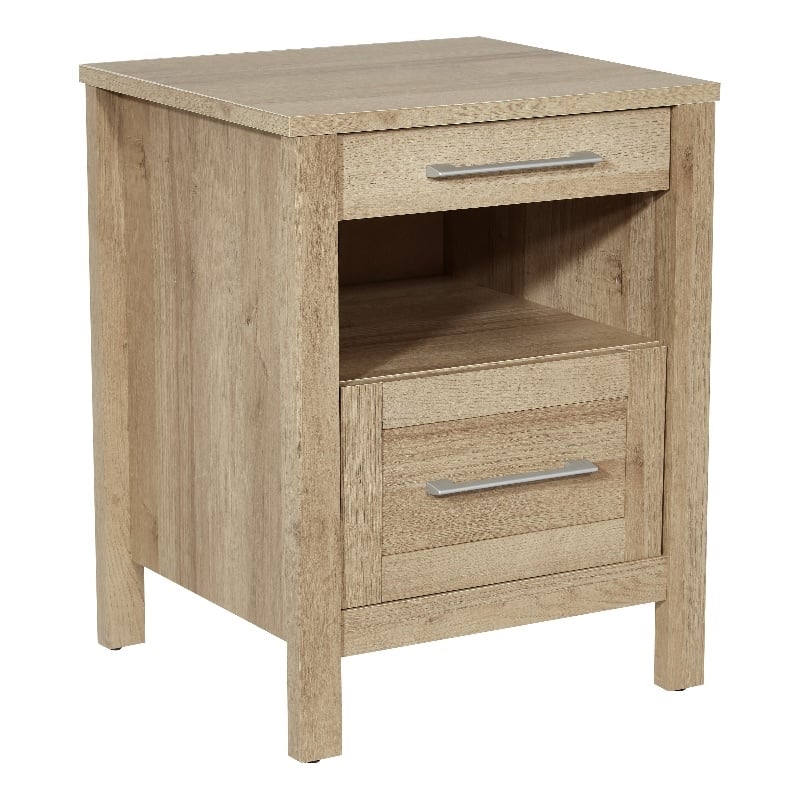 Pemberly Row Nightstand with 2 USB Ports in Wood Canyon Oak Finish