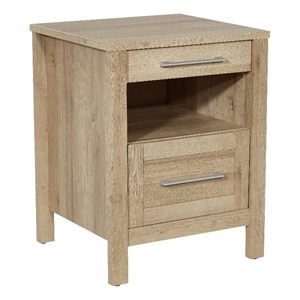 Pemberly Row Nightstand with 2 USB Ports in Wood Canyon Oak Finish