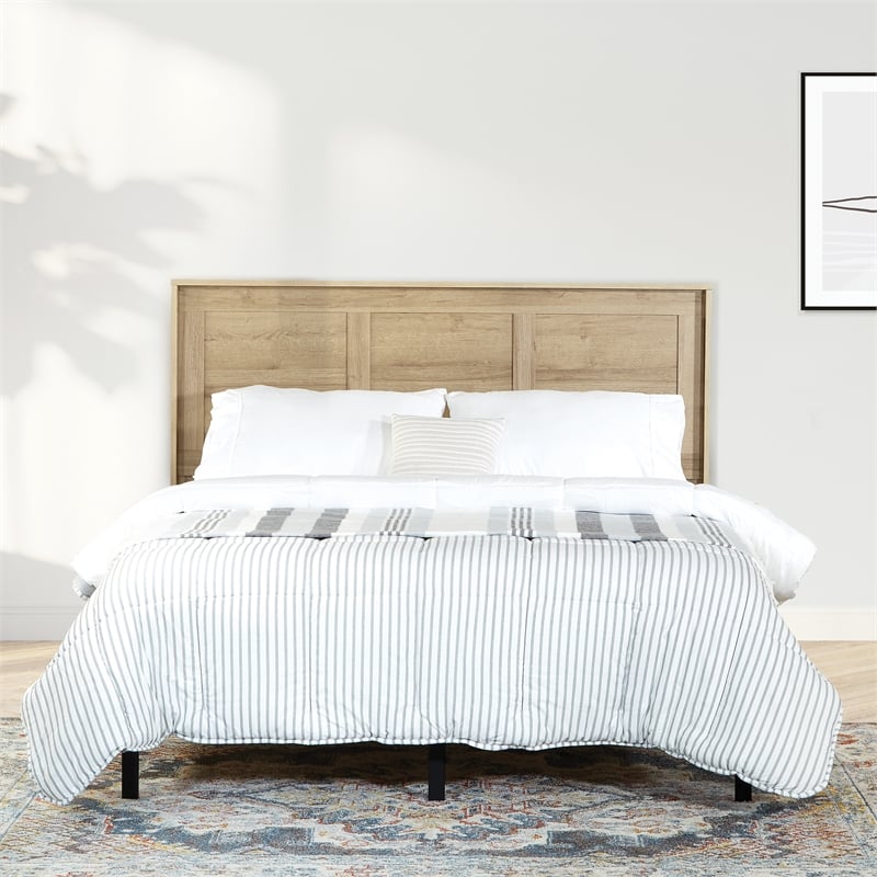 Pemberly Row Modern Queen/Full Headboard in Wood Canyon Oak Finish