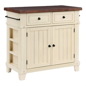Pemberly Row Modern Kitchen Island in White Finish Engineered Wood