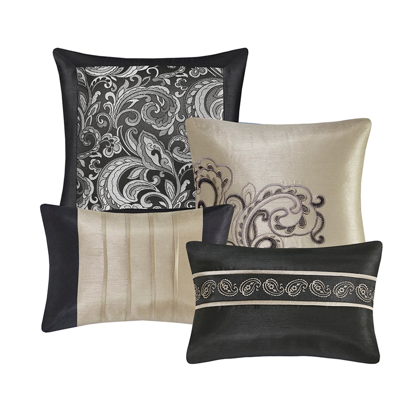 Pemberly Row Modern 24-Piece Fabric Room in a Bag - Black Finish