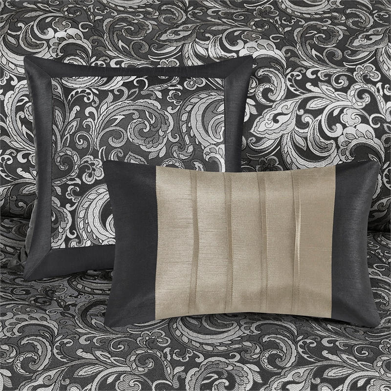 Pemberly Row Modern 24-Piece Fabric Room in a Bag - Black Finish