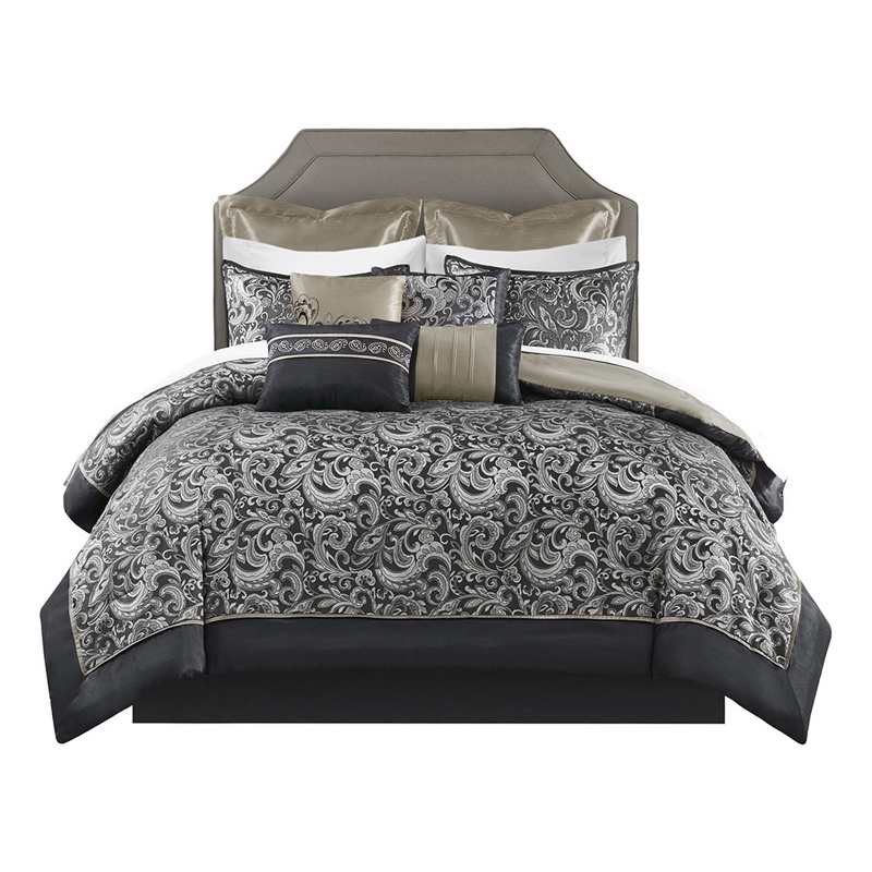 Pemberly Row Modern 24-Piece Fabric Room in a Bag - Black Finish