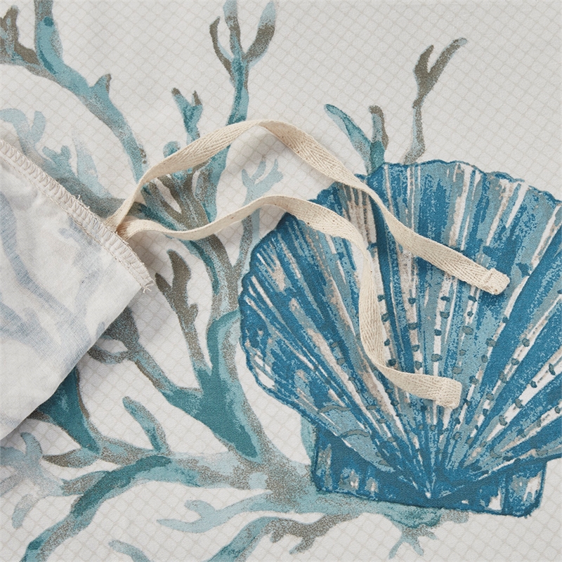 Pemberly Row Pebble Beach 6-Piece Coastal Cotton Sateen Duvet Cover Set - Blue