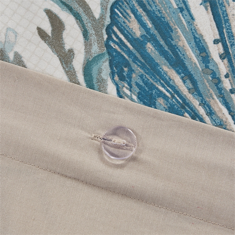 Pemberly Row Pebble Beach 6-Piece Coastal Cotton Sateen Duvet Cover Set - Blue