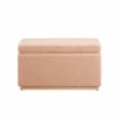 Pemberly Row Contemporary Rectangle Sherpa Storage Ottoman in Tan
