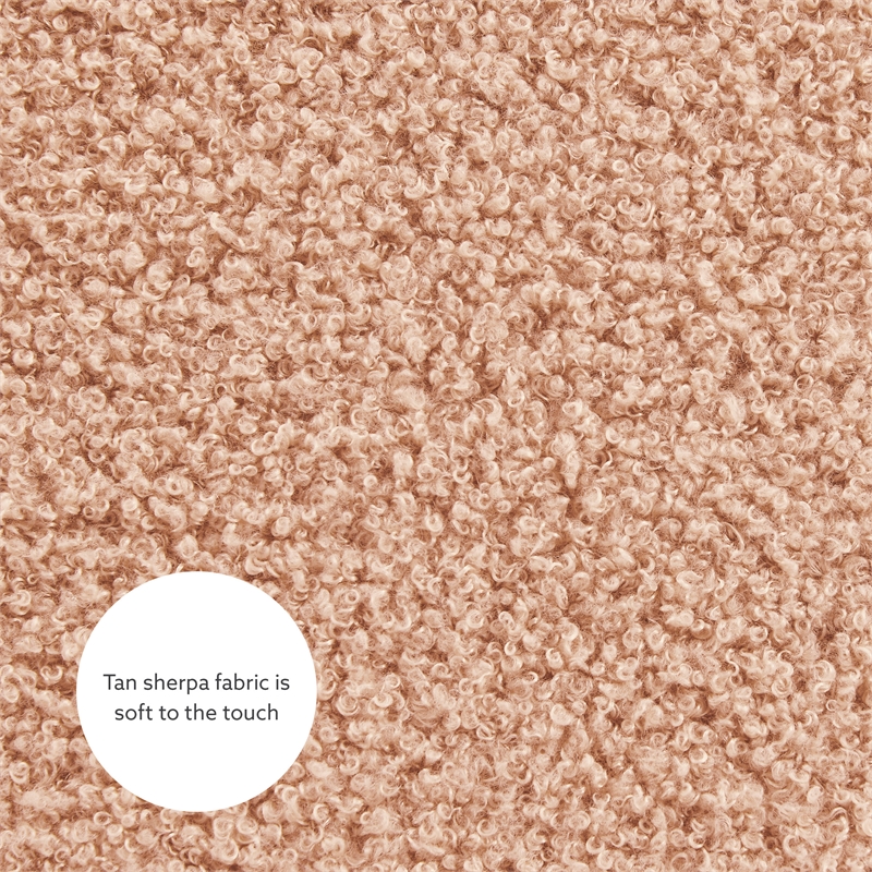 Pemberly Row Contemporary Rectangle Sherpa Storage Ottoman in Tan