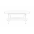 Pemberly Row Wood Oval Coffee Table with Shelf in White Painted Finish