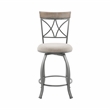 Pemberly Row Metal Swivel Counter Stool Padded Beige Seat in Matte Pewter