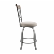 Pemberly Row Metal Swivel Counter Stool Padded Beige Seat in Matte Pewter