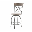Pemberly Row Metal Swivel Counter Stool Padded Beige Seat in Matte Pewter