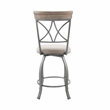 Pemberly Row Metal Swivel Counter Stool Padded Beige Seat in Matte Pewter