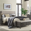 Pemberly Row Bedroom King Bed with Upholstered Headboard in Gray