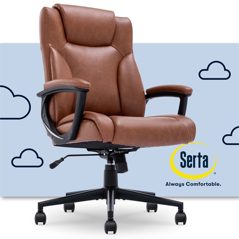Pemberly Row Modern Executive Office Chair Cognac Bonded Leather