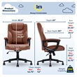 Pemberly Row Modern Executive Office Chair Cognac Bonded Leather