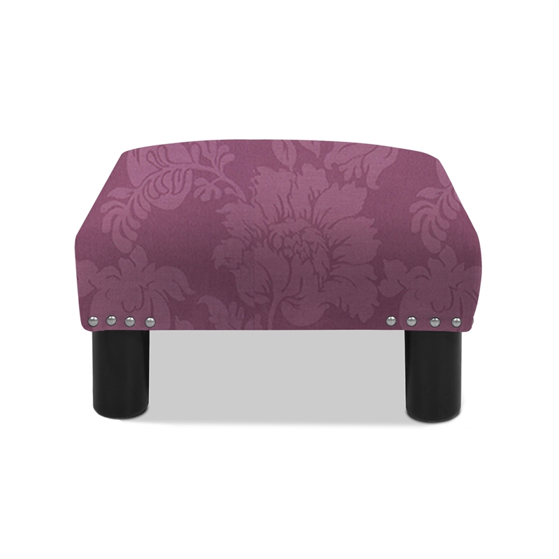 Pemberly Row Modern Square Accent Ottoman Purple Floral Sateen