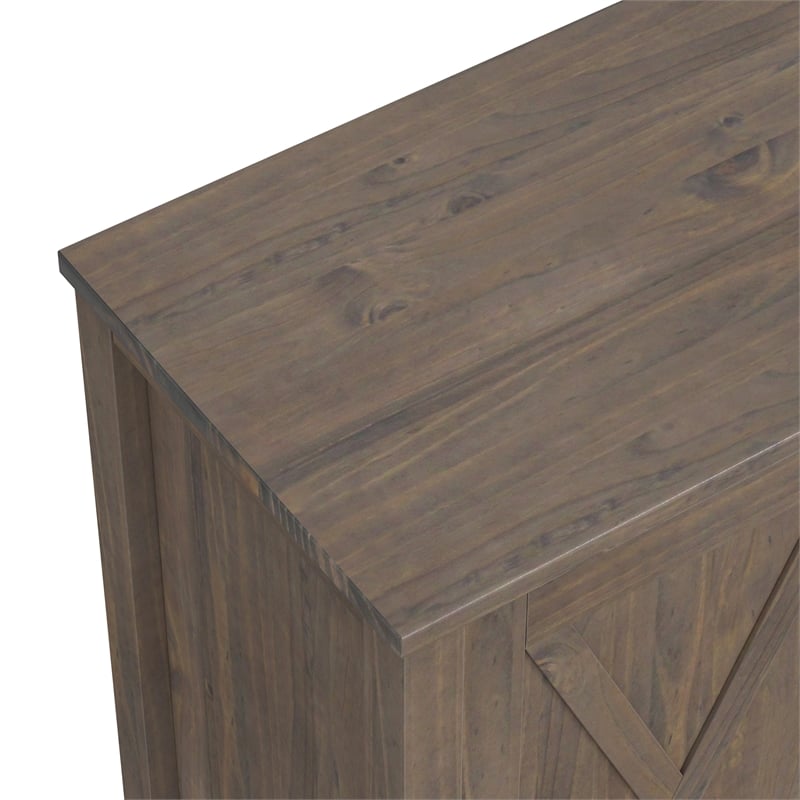 Pemberly Row Wood 32 inch Wide Low Storage Cabinet in Smoky Brown