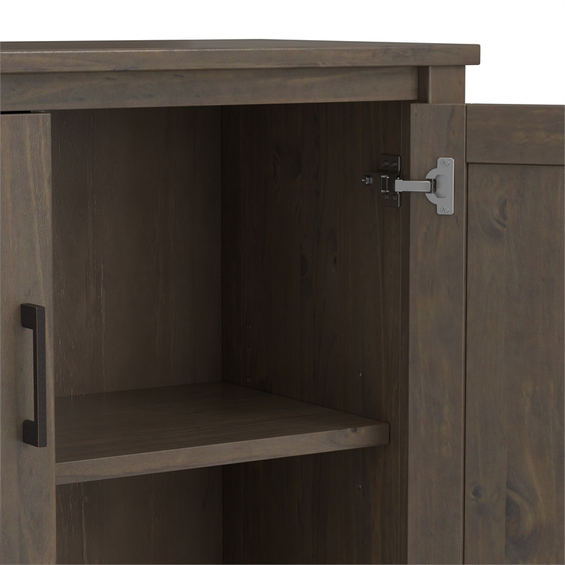 Pemberly Row Wood 32 inch Wide Low Storage Cabinet in Smoky Brown