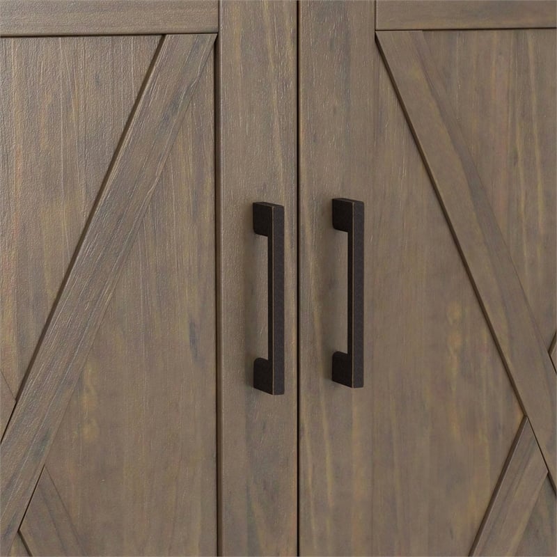 Pemberly Row Wood 32 inch Wide Low Storage Cabinet in Smoky Brown