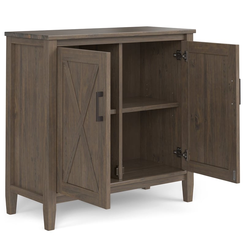 Pemberly Row Wood 32 inch Wide Low Storage Cabinet in Smoky Brown