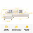 Pemberly Row L Shaped White Faux Leather 2-Piece Couch Living Room Sofa Set