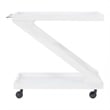 Pemberly Row Wood Z Shaped Rolling Bar Cart with Glass Top in White