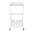 Pemberly Row Wood Z Shaped Rolling Bar Cart with Glass Top in White