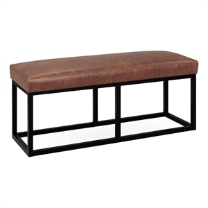 Pemberly Row 44&quot Wide Contemporary Bench in Distressed Brown Faux Leather