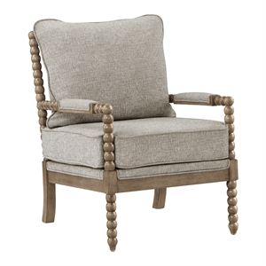 pemberly row spindle chair in fog brown fabric with rustic brown finish