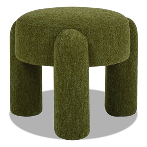 Pemberly Row 20.5&quot Round Fully Upholstered Ottoman Moss Green Boucle